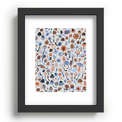 Ninola Design Mushrooms Nature Forest Blue Recessed Framing Rectangle