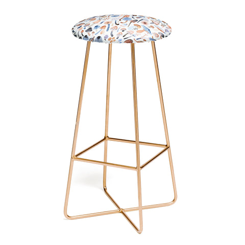 Ninola Design Mushrooms Nature Forest Blue Bar Stool