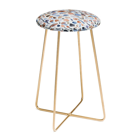 Ninola Design Mushrooms Nature Forest Blue Counter Stool