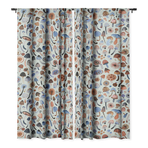 Ninola Design Mushrooms Nature Forest Blue Blackout Non Repeat