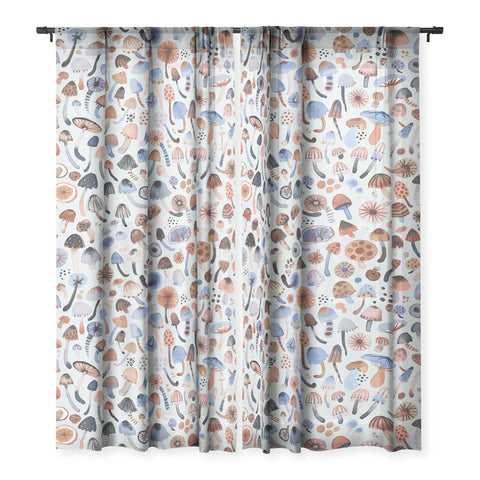 Ninola Design Mushrooms Nature Forest Blue Sheer Non Repeat