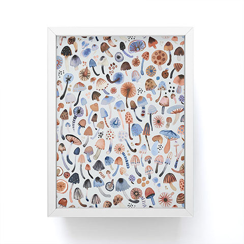Ninola Design Mushrooms Nature Forest Blue Framed Mini Art Print