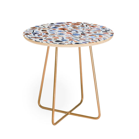 Ninola Design Mushrooms Nature Forest Blue Round Side Table