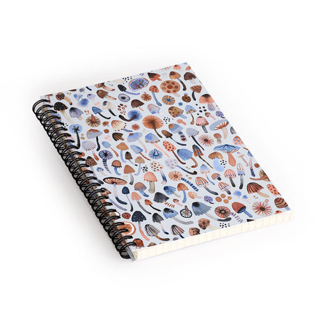Ninola Design Mushrooms Nature Forest Blue Spiral Notebook