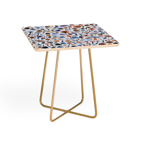 Ninola Design Mushrooms Nature Forest Blue Side Table