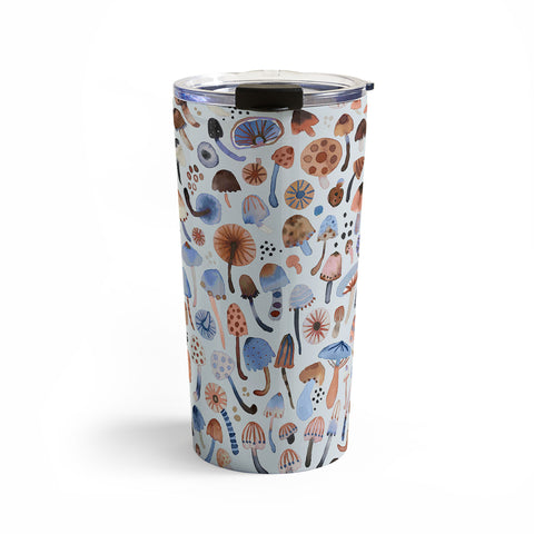 Ninola Design Mushrooms Nature Forest Blue Travel Mug