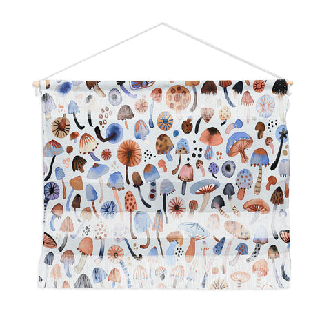 Ninola Design Mushrooms Nature Forest Blue Wall Hanging Landscape