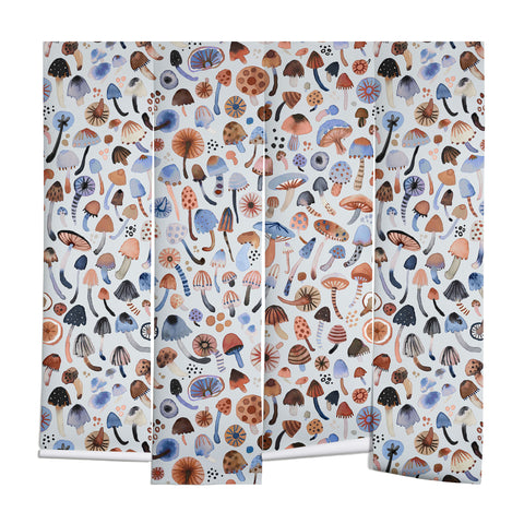 Ninola Design Mushrooms Nature Forest Blue Wall Mural