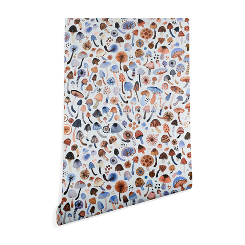 Ninola Design Mushrooms Nature Forest Blue Wallpaper