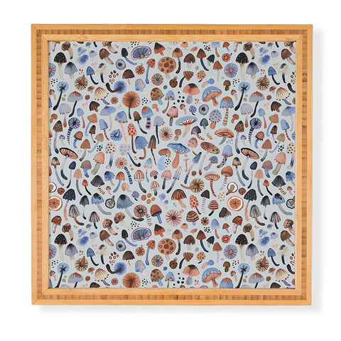 Ninola Design Mushrooms Nature Forest Blue Framed Wall Art