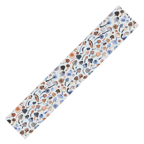 Ninola Design Mushrooms Nature Forest Blue Table Runner