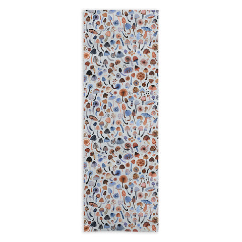 Ninola Design Mushrooms Nature Forest Blue Yoga Towel