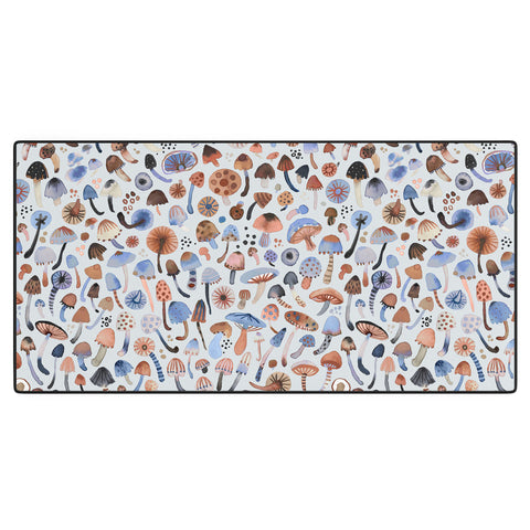 Ninola Design Mushrooms Nature Forest Blue Desk Mat