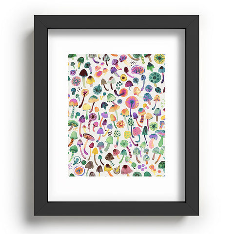 Ninola Design Mushrooms Nature Forest Colorful Recessed Framing Rectangle