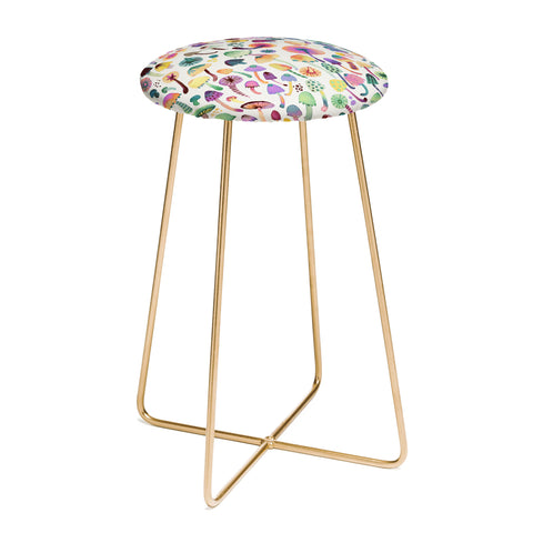 Ninola Design Mushrooms Nature Forest Colorful Counter Stool