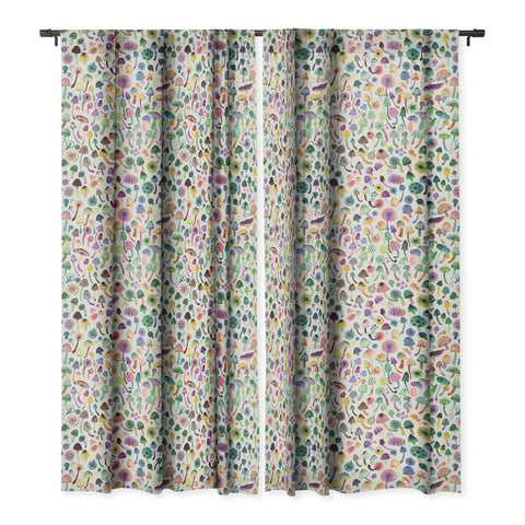 Ninola Design Mushrooms Nature Forest Colorful Blackout Window Curtain