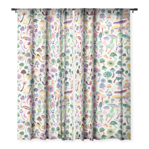Ninola Design Mushrooms Nature Forest Colorful Sheer Non Repeat
