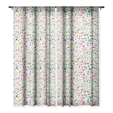 Ninola Design Mushrooms Nature Forest Colorful Sheer Window Curtain