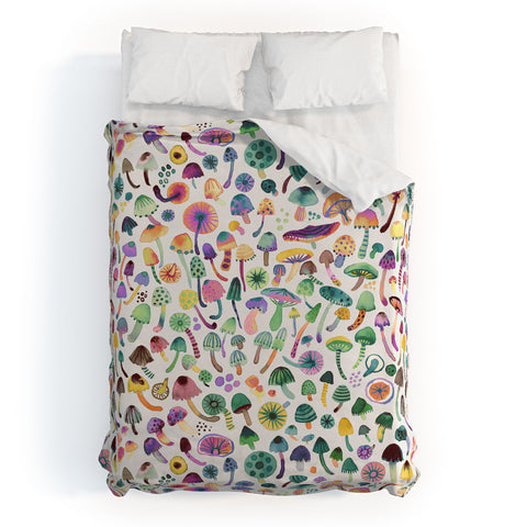 Ninola Design Mushrooms Nature Forest Colorful Duvet Cover