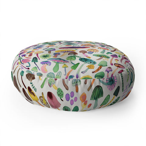 Ninola Design Mushrooms Nature Forest Colorful Floor Pillow Round