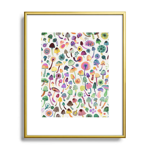 Ninola Design Mushrooms Nature Forest Colorful Metal Framed Art Print