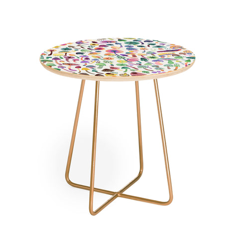 Ninola Design Mushrooms Nature Forest Colorful Round Side Table