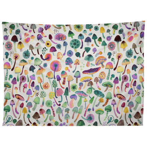 Ninola Design Mushrooms Nature Forest Colorful Tapestry