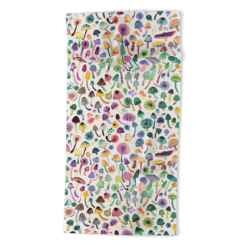 Ninola Design Mushrooms Nature Forest Colorful Beach Towel