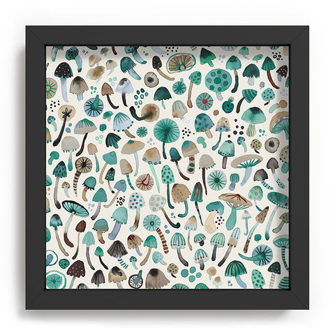 Ninola Design Mushrooms Nature Forest Green Recessed Framing Square