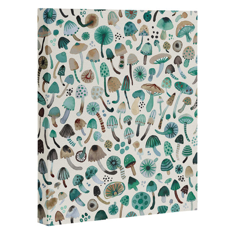 Ninola Design Mushrooms Nature Forest Green Art Canvas