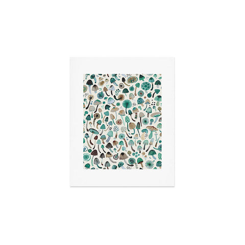 Ninola Design Mushrooms Nature Forest Green Art Print