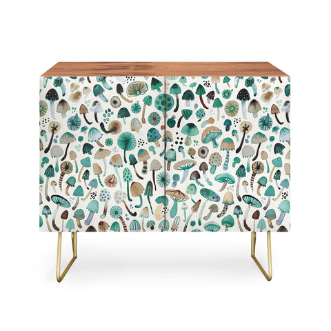 Ninola Design Mushrooms Nature Forest Green Credenza