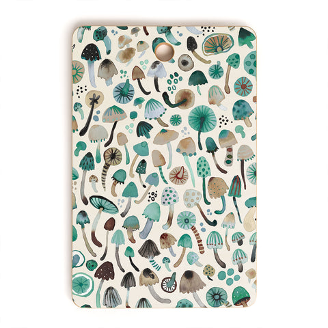 Ninola Design Mushrooms Nature Forest Green Cutting Board Rectangle