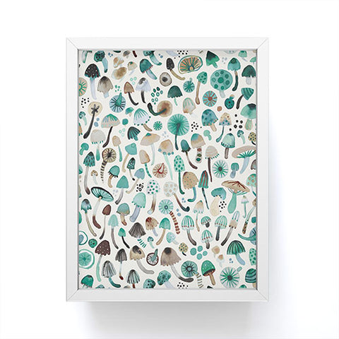 Ninola Design Mushrooms Nature Forest Green Framed Mini Art Print