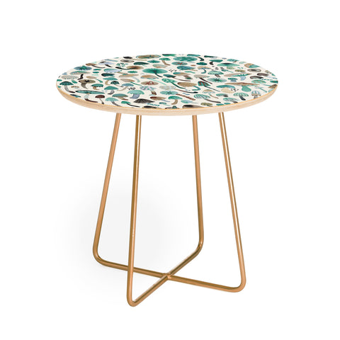 Ninola Design Mushrooms Nature Forest Green Round Side Table
