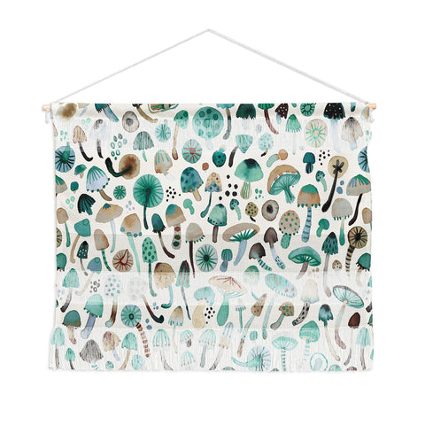Ninola Design Mushrooms Nature Forest Green Wall Hanging Landscape