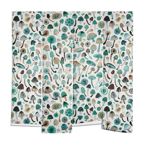 Ninola Design Mushrooms Nature Forest Green Wall Mural