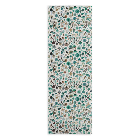 Ninola Design Mushrooms Nature Forest Green Yoga Towel