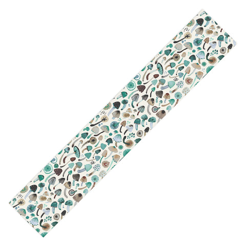 Ninola Design Mushrooms Nature Forest Green Table Runner