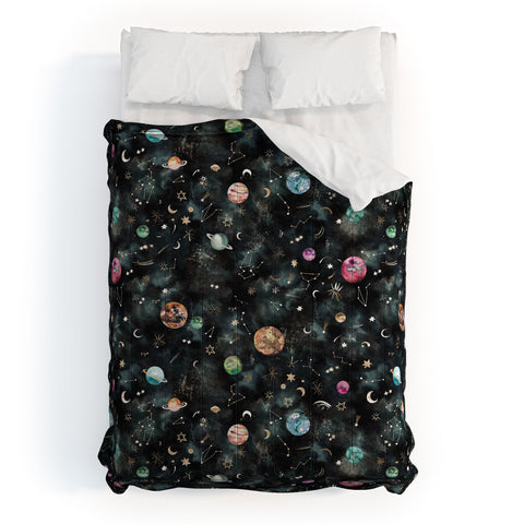 Ninola Design Mystical Galaxy Black Comforter