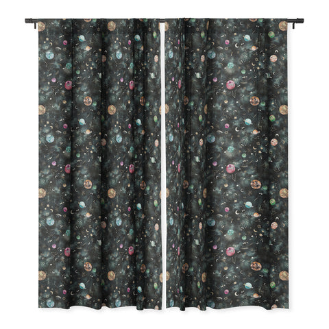 Ninola Design Mystical Galaxy Black Blackout Window Curtain