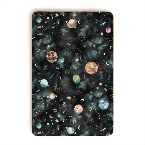 Ninola Design Mystical Galaxy Black Cutting Board Rectangle