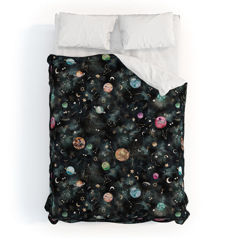 Ninola Design Mystical Galaxy Black Duvet Cover
