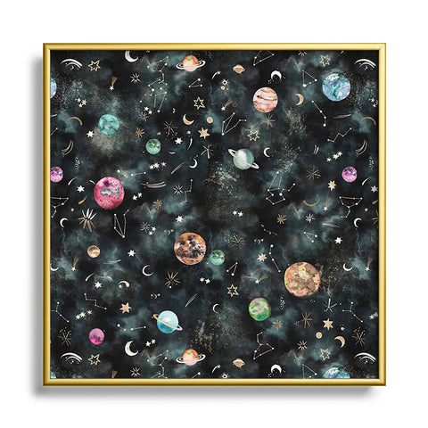 Ninola Design Mystical Galaxy Black Square Metal Framed Art Print