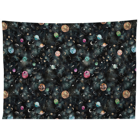 Ninola Design Mystical Galaxy Black Tapestry