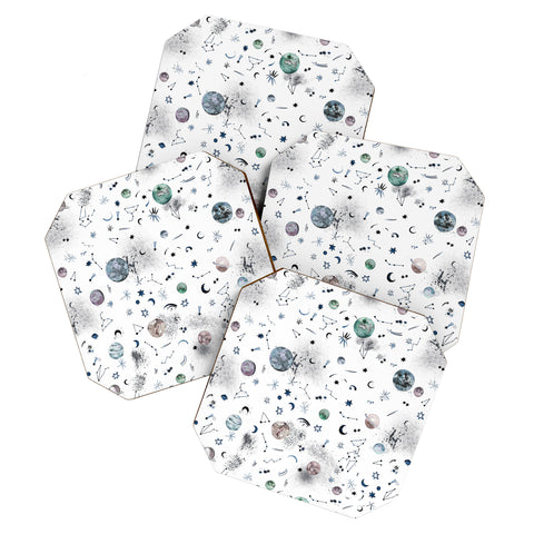 Ninola Design Mystical Galaxy White Coaster Set