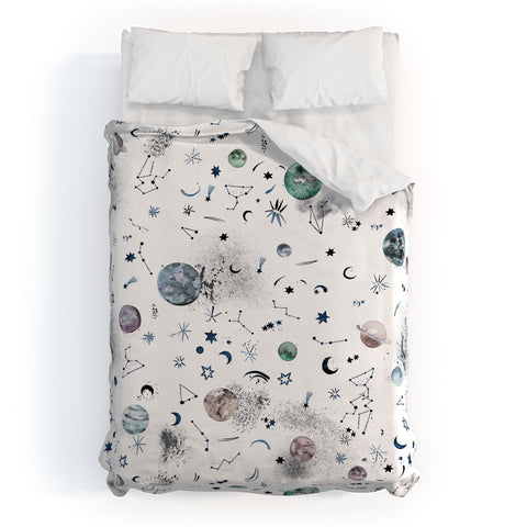 Ninola Design Mystical Galaxy White Duvet Cover