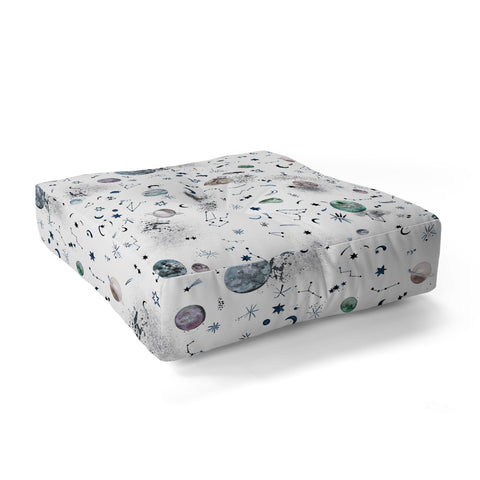 Ninola Design Mystical Galaxy White Floor Pillow Square