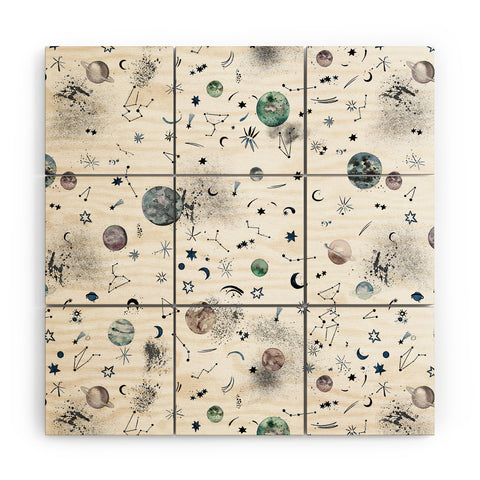 Ninola Design Mystical Galaxy White Wood Wall Mural