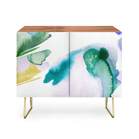 Ninola Design Natural Haze Abstract Landscape Lilac Green Credenza